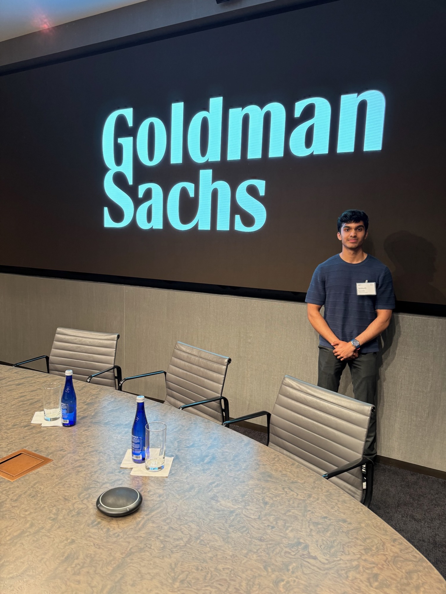 Siddharth Sazzala at Goldman Sachs headquarters, New York